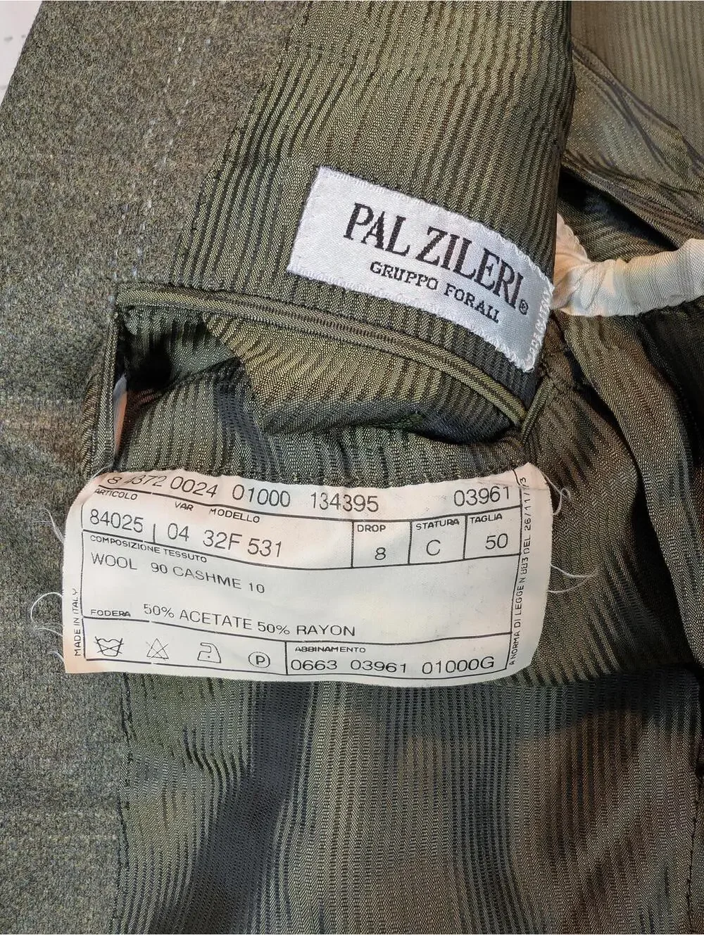 Pal Zileri Wool Cashmere Blazer Sport Coat Italy Mens 40R Green Plaid